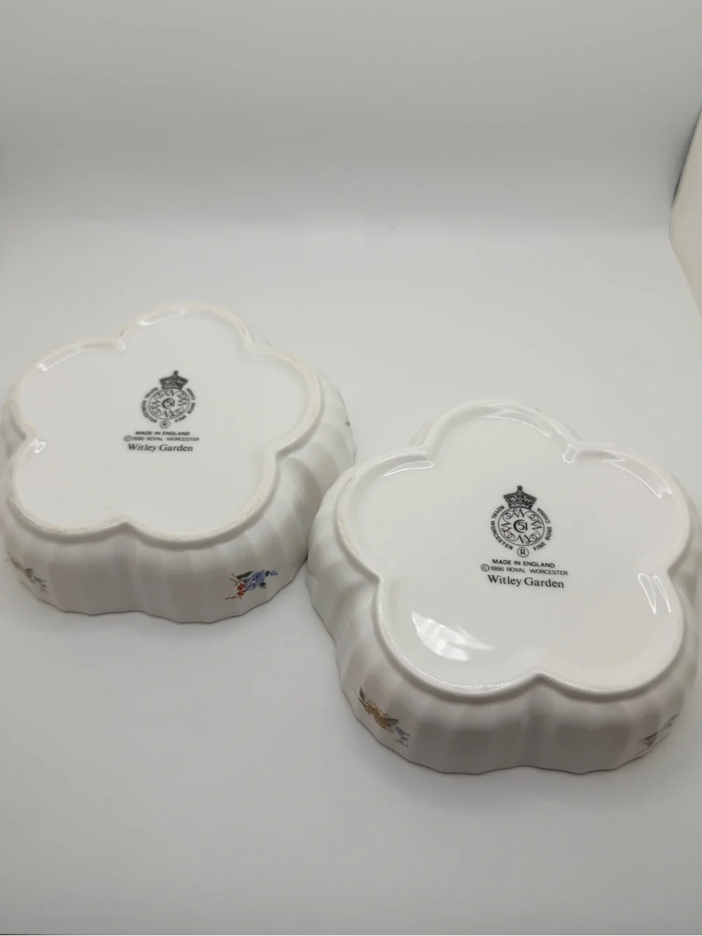 Royal Worcester Whitley Garden Fine Bone China Candy Dishes White Pink Floral